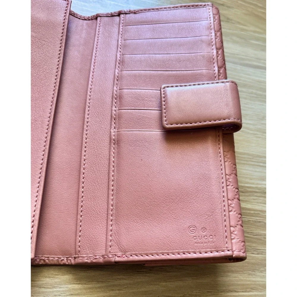 Gucci Microguccissima Pink Leather Continental Wallet GG Monogram 449393